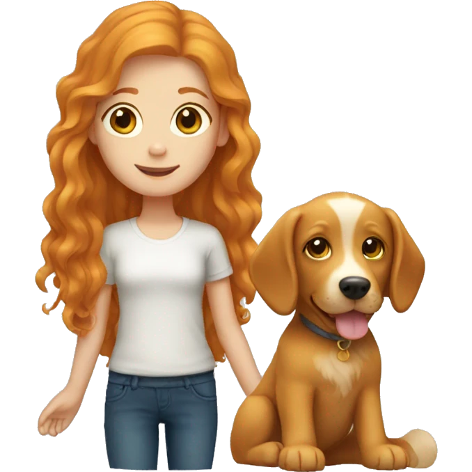 ginger girl with golden retriever emoji