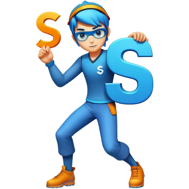 Cool gaming character avatar with letter S emoji
