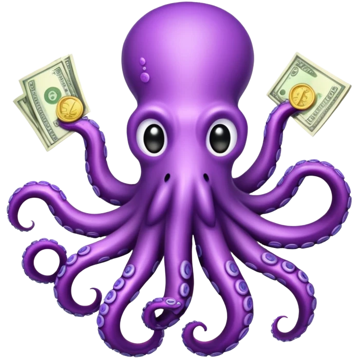 Purple octopus holding money   emoji