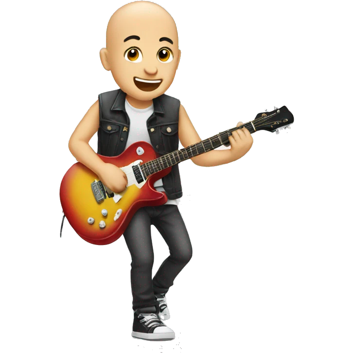 bald boy rocking out guitar emoji