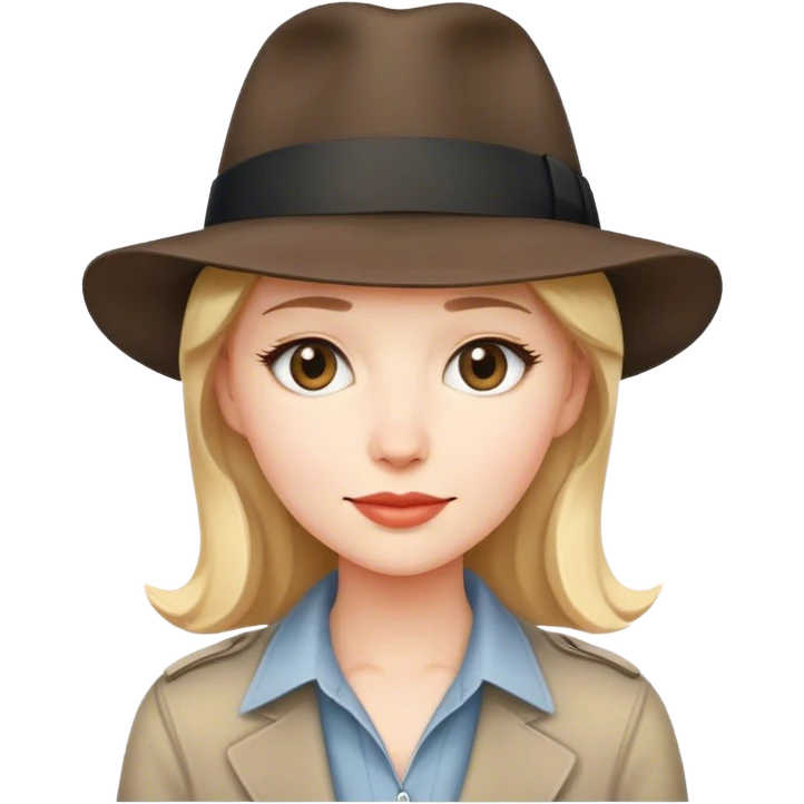 Cate wearing a fedora emoji