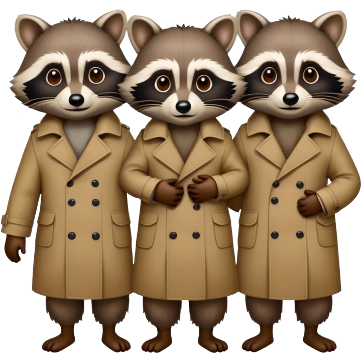 Three raccoons in one trench coat emoji