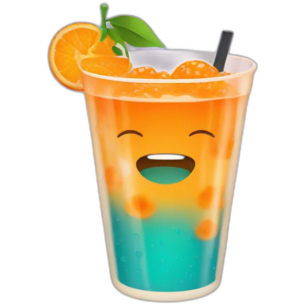 orange boba juice with fruit emoji