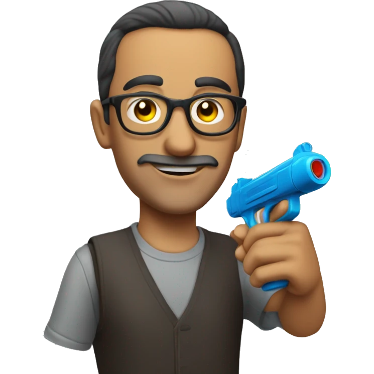 turkish man with glasses pointing a watergun emoji