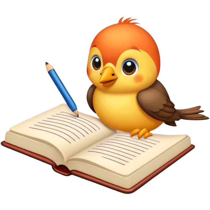 passaro escrevendo um livro emoji