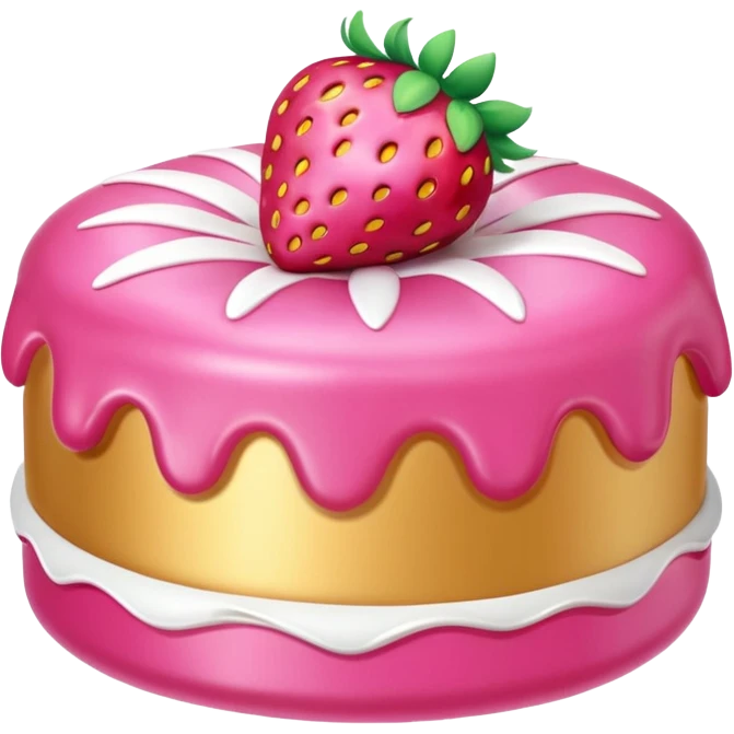 gold  pink inflatable puffy strawberry cake emoji