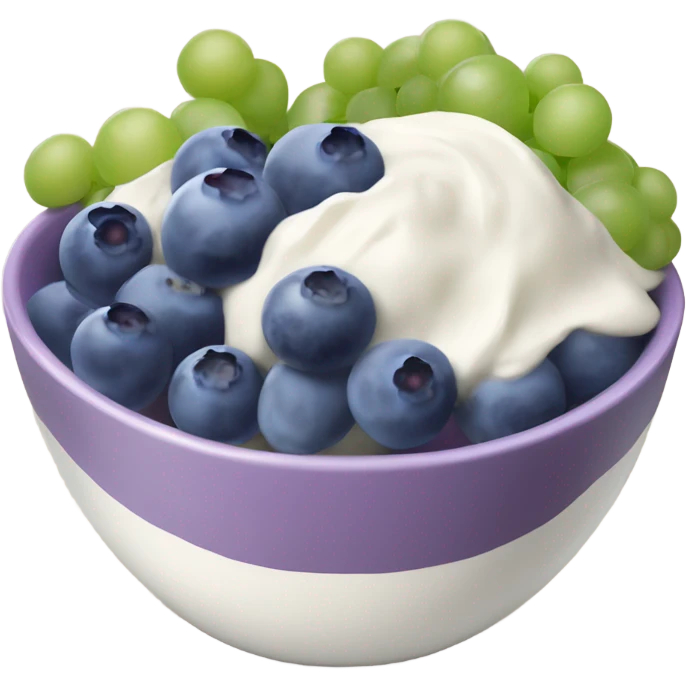 yoghurt bowl with grapes and blueberries emoji