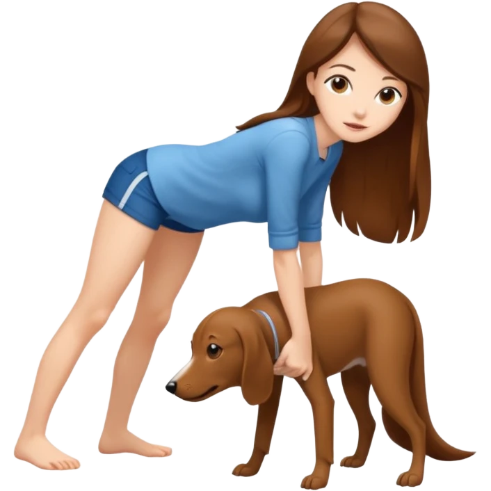 a young thin woman on all fours, doggy style position, legs spread, long hair . emoji