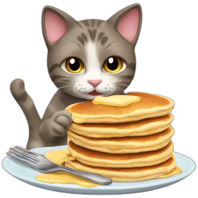 cat eating pancakes emoji