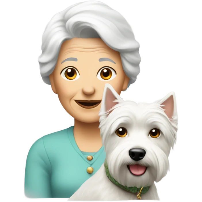 An older lady with westie emoji