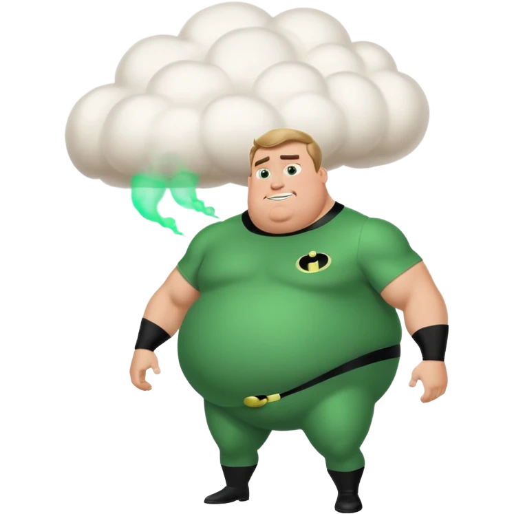 green fat mr incredible farting with giant fart cloud emoji