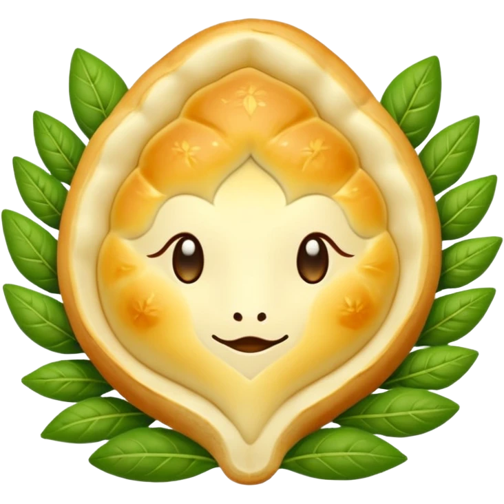 Georgian cuisine avatar in bright emoji-style illustration. Khachapuri and herbs, rich golden and green colors, simple shapes, flat design, strong character. Without human emoji