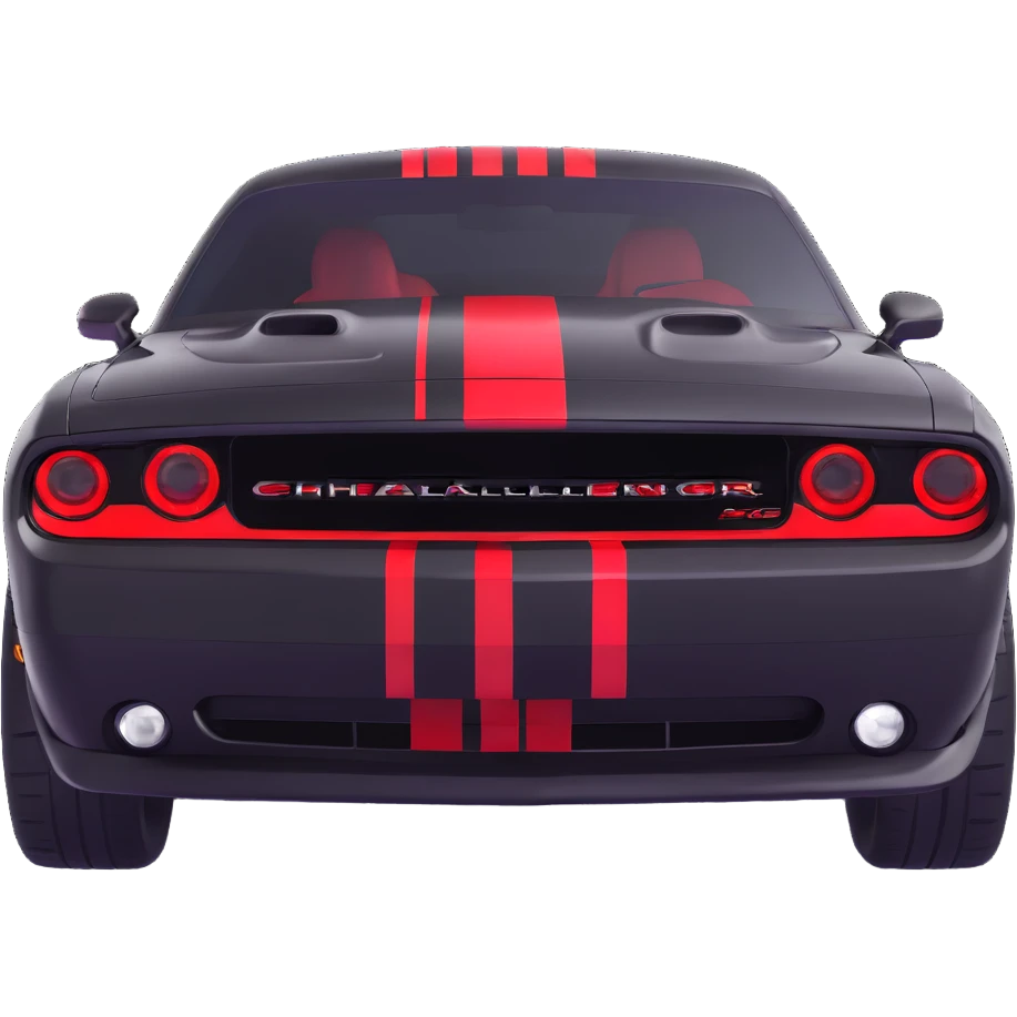 black Dodge Challenger with red front lights emoji