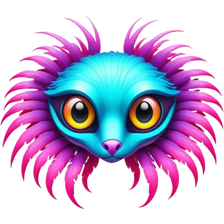 Tropical futuristic lush warm-colored colorful neon cyber-Fakémon-Digimon-Trico-creature emoji
