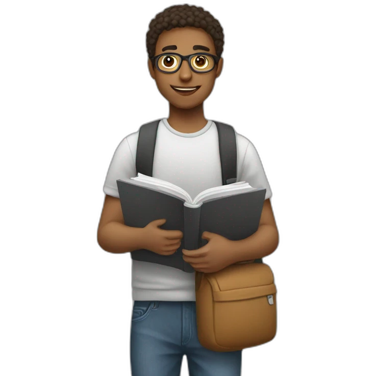 student with the notebook self-study emoji