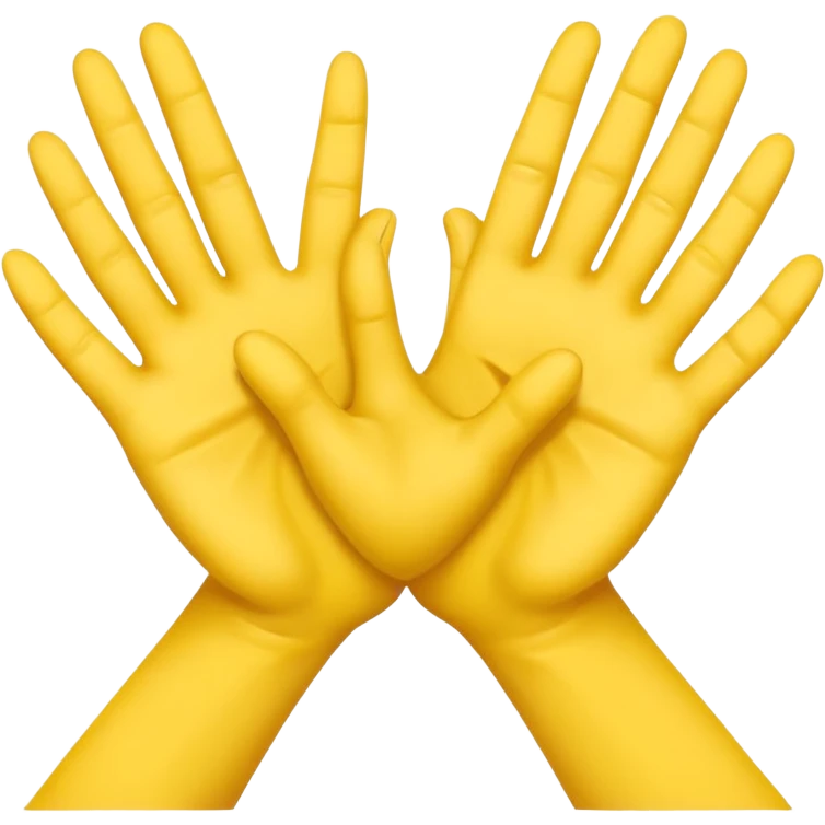 a pair of yellow hands crossed in an X on the chest, minimal shading, expressive of appreciation emoji
