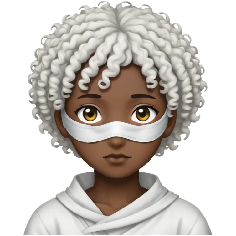 Zenci kıvırcık küt saçlı anime karakteri 1 gözü bandajlı  emoji