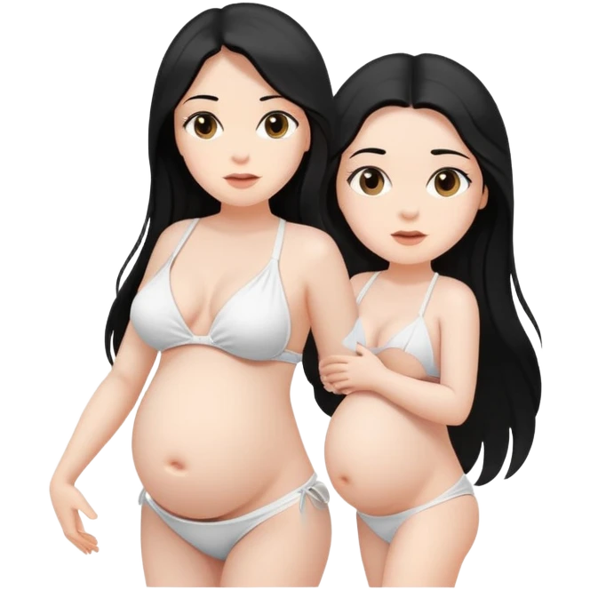 Embarazada blanca pelo negro largo ojos café bikini blanco  emoji