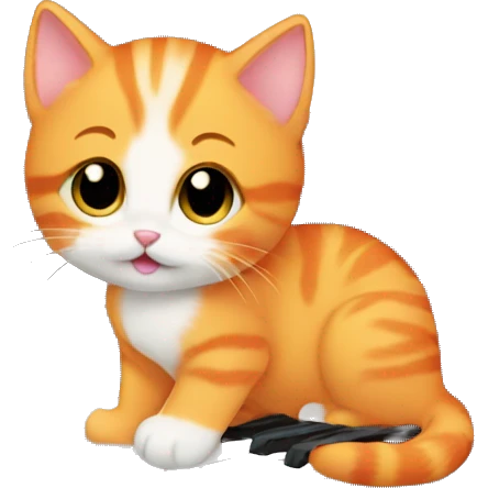 baby orange kitten with a piano emoji