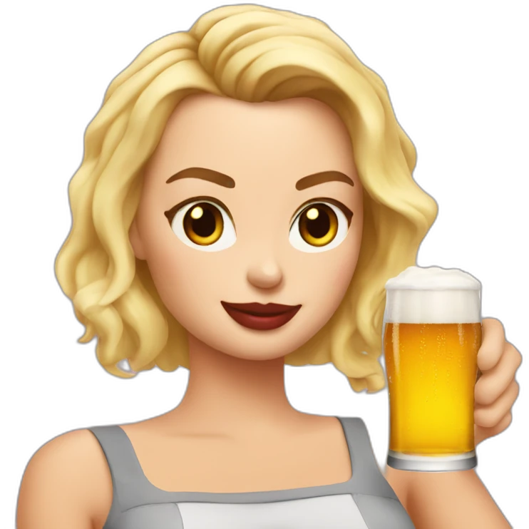 Margot Robbie drinking beer emoji