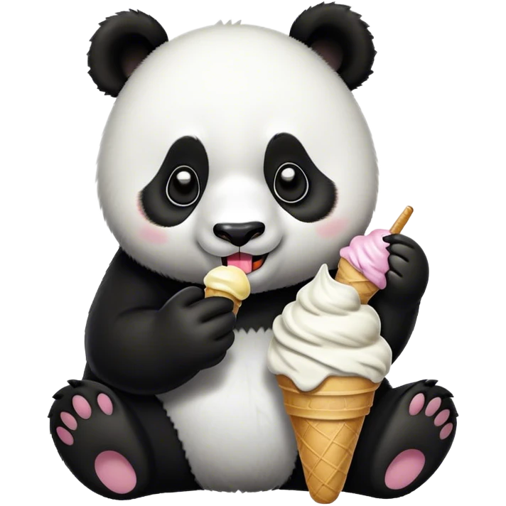 Panda eating ice cream emoji