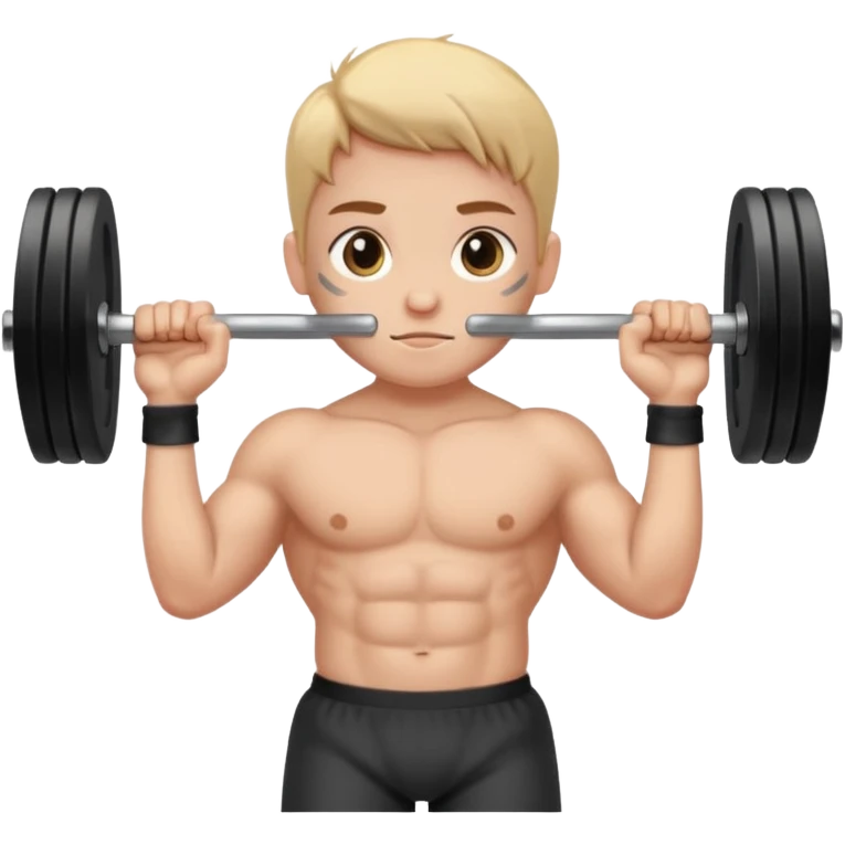 cute simple style character lowering barbell on chest emoji