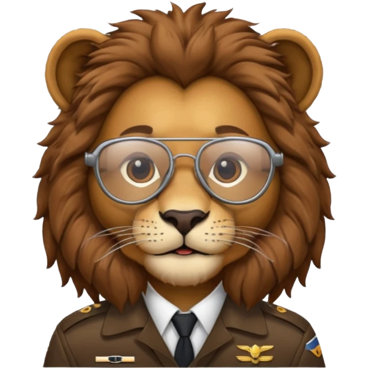 pilot lion with glasses emoji