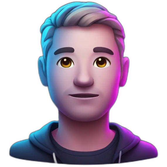 the head of a web developer in neon style emoji