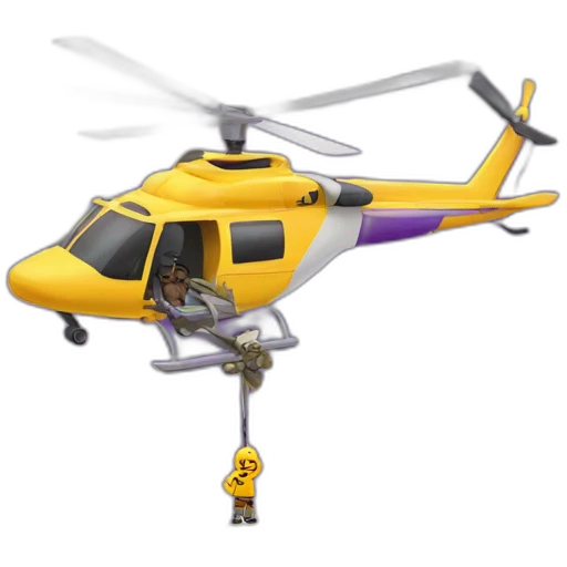 kobe bryant beneath a helicopter holding on to the skids of a helicopter emoji