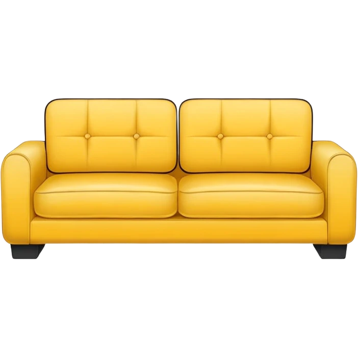 Minimalistic flat vector icon, iOS style, thin black contour on white background. Yellow sofa divided into two halves: one side old, shabby and worn out, the other side new and modern. Clean, no text, no shadows emoji