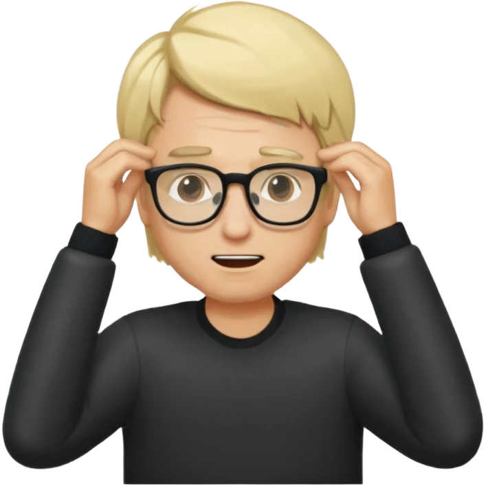 Man pulling hair out with glasses and blonde emoji