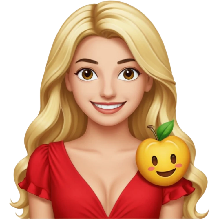 Lele Pons with long blonde hair, red dress emoji