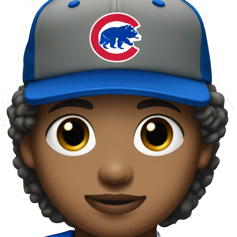 Kid wearing chicago cubs jersey and hat emoji