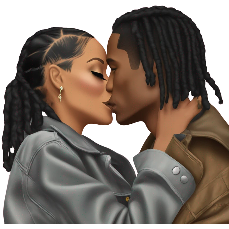 asap rocky and rihanna kiss emoji