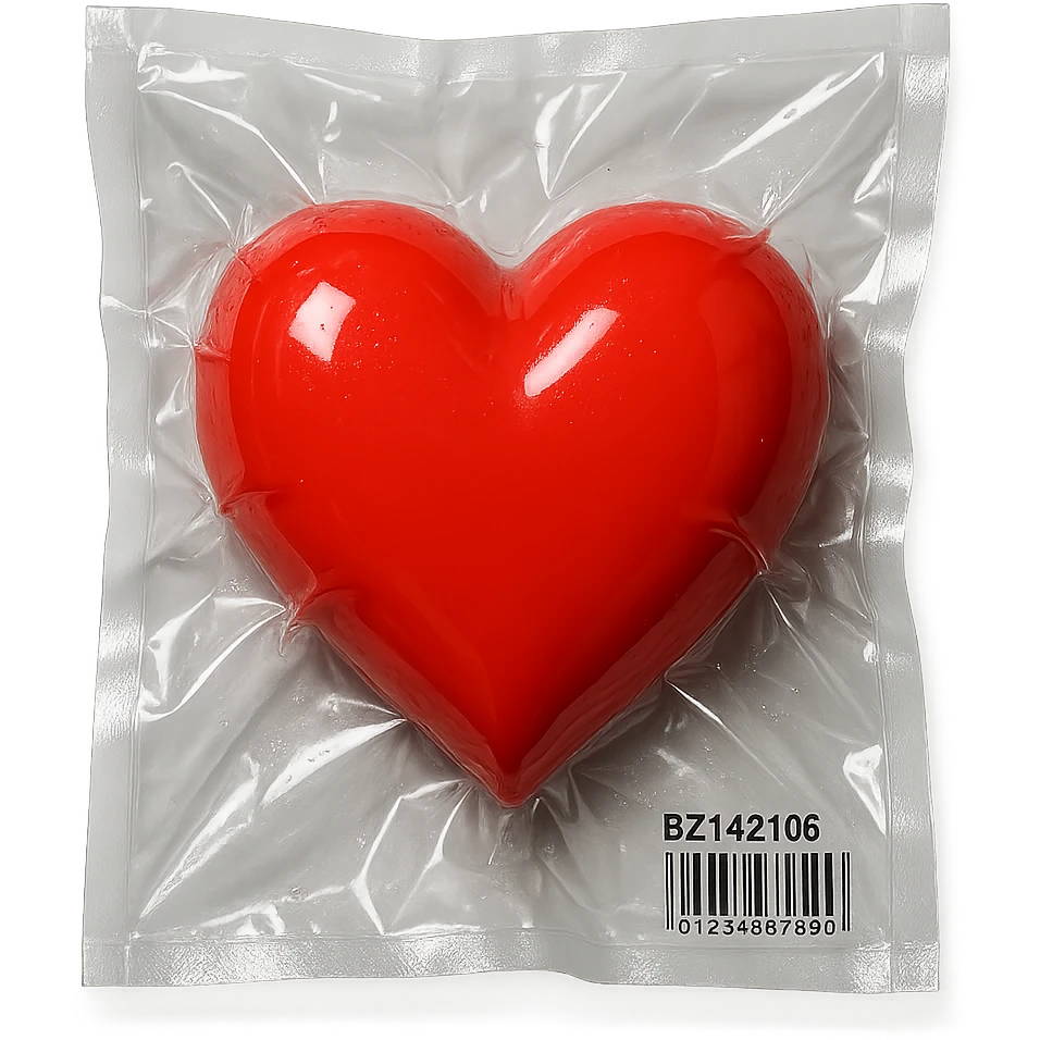 heart, glossy and puffy, vacuum-sealed style emoji