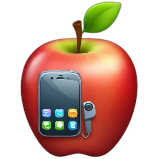 apple with a phone emoji