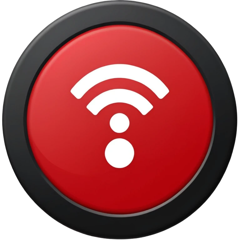 Minimalist “No Wi-Fi” icon, flat vector style on white background. A clean black Wi-Fi signal symbol inside a bold red circle with a diagonal clearly shows no internet connection or poor connection. No text, shadows, or extra details emoji