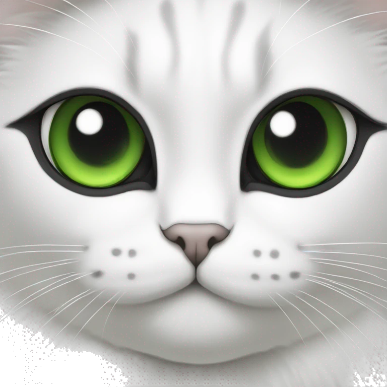 Chat blanc et noir avec des yeux verts emoji