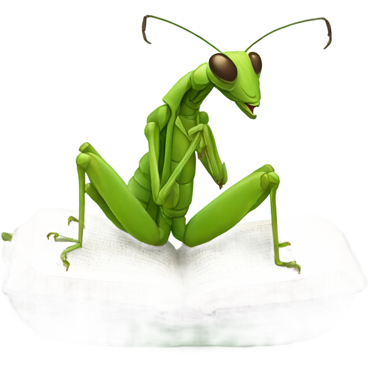 praying mantis reading a bible emoji
