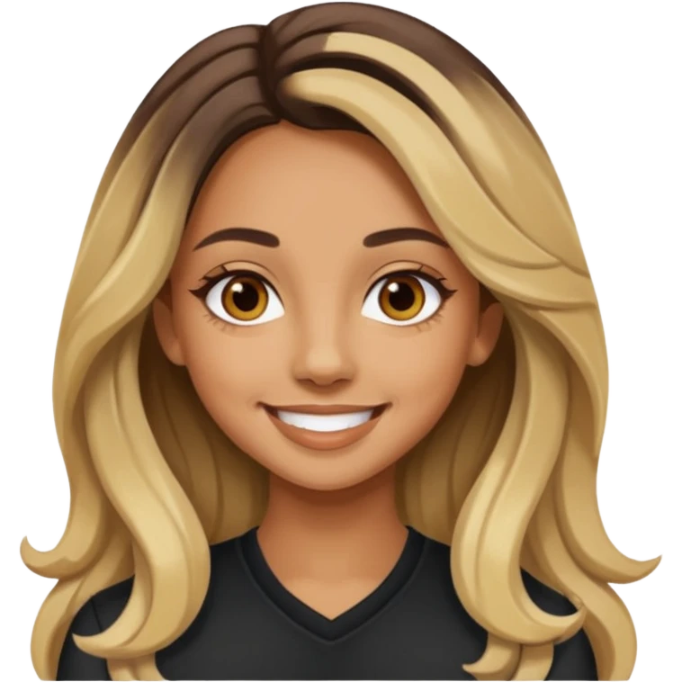 Jade Thirlwall with long dark brown hair with blonde highlights emoji