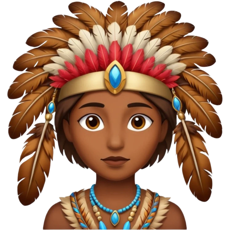 Brown skin apache with feathers emoji