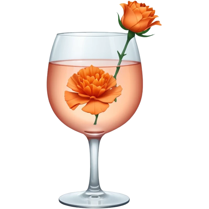 Iced rosè wine with an orange carnation pedal  emoji