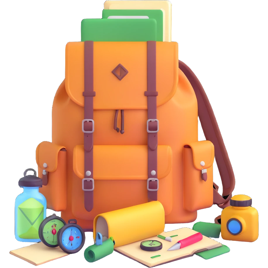 adventurer backpack with compass and supplies emoji