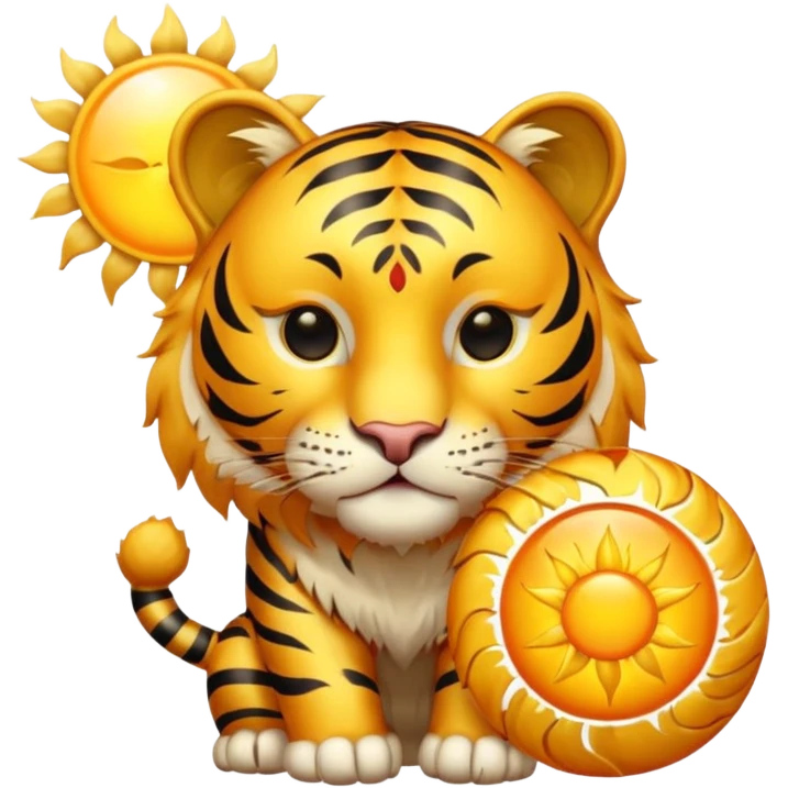 Gold tiger holding a sun ☀️🐯 emoji