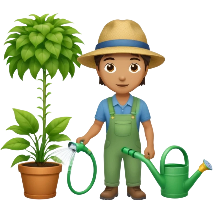 gardener watering with a hose emoji