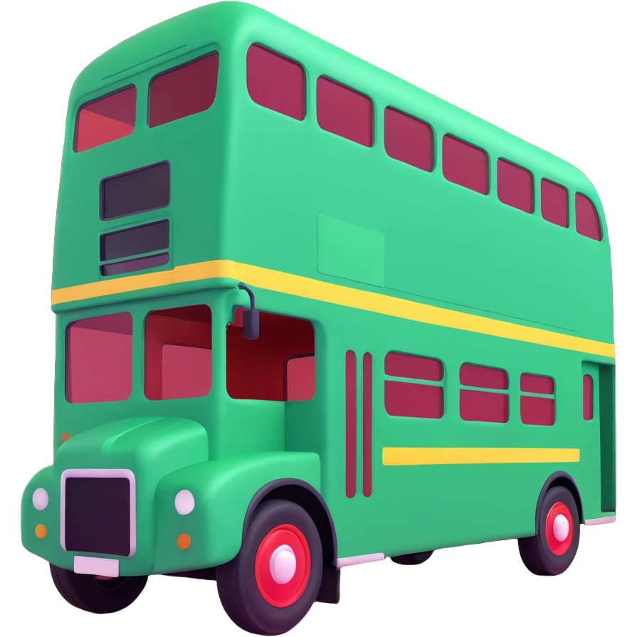 green double decker bus facing right emoji