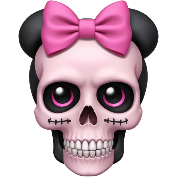emo black skull with a pink bow emoji
