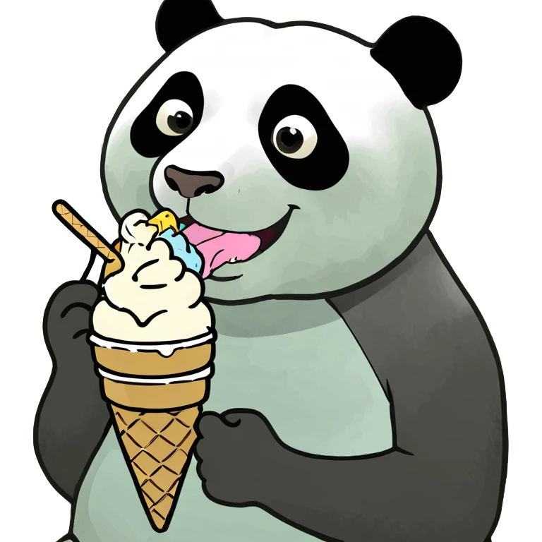 Panda eating ice cream emoji