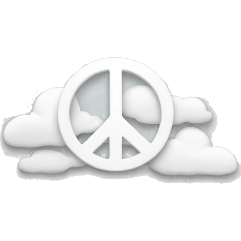 Peace logo in white with the shape of cloud emoji
