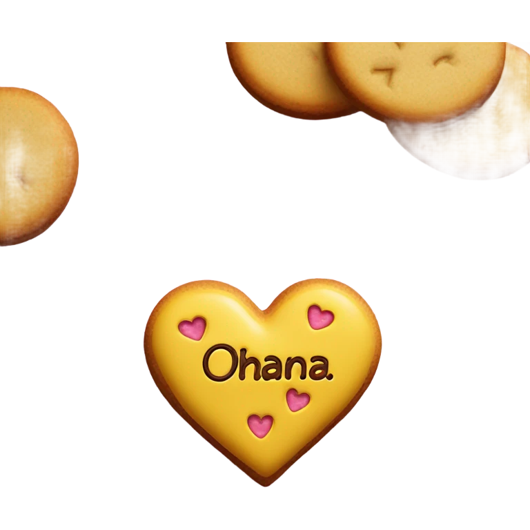 Yellow cookie heart with ohana emoji